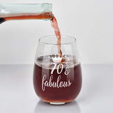 Modwnfy 70 & Fabulous Stemless Wine Glass 15 Oz, 70th Birthday Anniversary Wine Glass for Men Women Lover Friend Coworker Family, Gift Idea for Christmas Birthday Anniversary Party